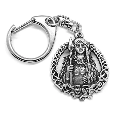 Image of Freya Viking Push Gate Keyring with Lemon Burlap Pouch