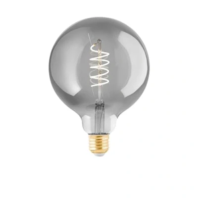 Image of Eglo Connect.z Smart Home E27 LED Filament Light Bulb, G125, ZigBee, app and Voice Control Alexa, dimmable, Warm White, 4 watt, Vintage Lightbulb Smoked Glass