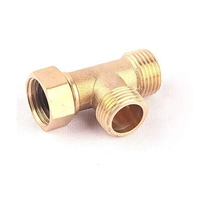 Image of Vogueing Tool 3 Way Pipe Connector 1/2&quot; T Shape Equal Male &amp; Female Tee for Air Gas Water Piping Systems Gold (Type C)
