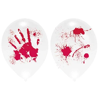 Image of Amscan 9901843 Halloween Bloody Hands LED 11&quot; Latex Balloons 4 Pack