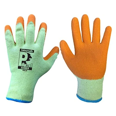 Image of 24 Pair Latex Coated Orange Rubber Work Gloves Mens Safety Builders Gardening Scaffolding (Large/9)