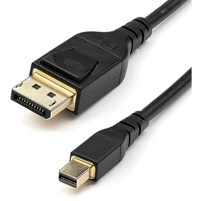 Image of StarTech.com 6ft (2m) VESA Certified Mini DisplayPort to 1.4 Cable 8K 60Hz HBR3 HDR Super UHD mDP DP Cord Slim (34 AWG) Ultra HD 4K 120Hz Monitor/Video (DP14MDPMM2MB)