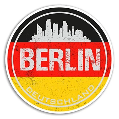 Image of 2 x 10cm Berlin Germany Vinyl Stickers Flag Sticker Laptop Luggage #20018 (10cm Wide)