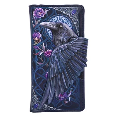Image of Nemesis Now Ravens Flight Black Wing Floral Embossed Purse Wallet, Polyurethane, 18.5cm
