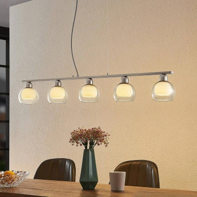 Image of Lucande Kaiya pendant light, glass, five bulb