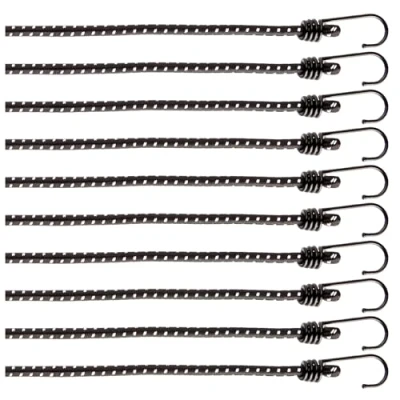 Image of com four® 10 piece set of rubber straps with reflective strips luggage expander hooks for securing loads