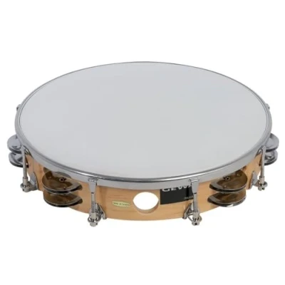 Image of GEWA tambourine Traditional with jingles, wooden frame (tunable made of maple, plastic head, 16 pairs steel perfect for school classes &amp; percussion ensembles).