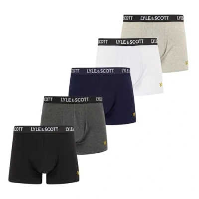 Image of Lyle &amp; Scott Mens 5 pack Miller Trunks Black/Navy/Grey M