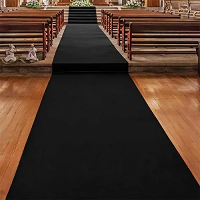 Image of Aisle Runner Carpet, Wedding Runner, Mat, Premium Exhibition VIP Event Flame Retardant (200 x 1000 cm, Black 980)