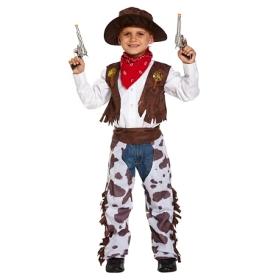 Image of Lizzy Kids COWBOY FANCY DRESS COSTUME Boys Children Outfit Birthday Party Wild West Medium (Age 7 9 Years)