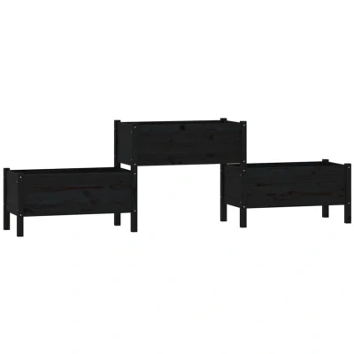 Image of vidaXL Planter Black 245.5x44x75 cm Solid Wood Pine