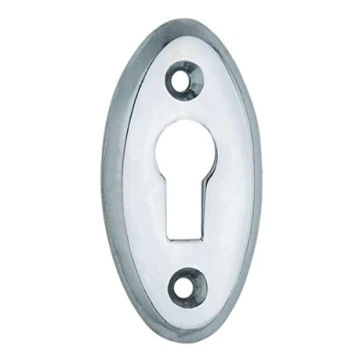 Image of Oval Plain Escutcheon Cover + Screws Polished Chrome Finish by Euroart