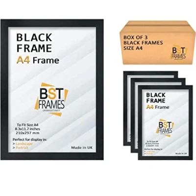 Image of Pack Of 3 Modern Picture Photo Poster Frames (Black, A4 (297 x 210mm))