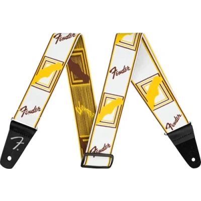 Image of Fender© Weighless™ Monogram Strap 2&quot; Wide White/Yellow/Brown