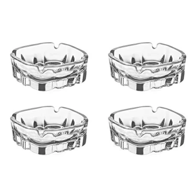 Image of Glass Ashtrays for Cigarettes Set of 4 Square Shaped Easy to Clean.