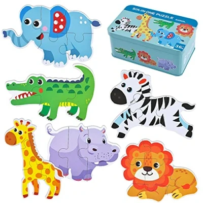 Image of BBLIKE children&#039;s puzzle, 6 pictures, puzzles, puzzle from 3, suitable for boys and girls, 4, 5 years (animals)