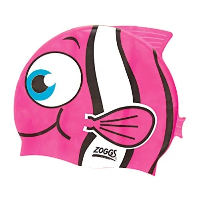Image of Zoggs Girls&#039; Silicone Character Swimming Cap, Pink Goldfish, up to 14 years UK