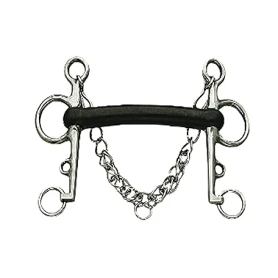 Image of Korsteel Hard Rubber Mullen Mouth Pelham Bit, 6&quot;