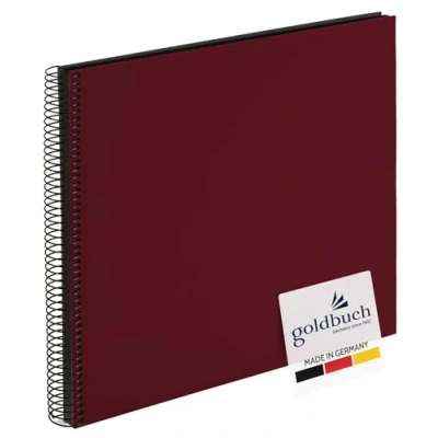 Image of goldbuch Bella Vista 25994 Spiral Album 35 x 30 cm Photo with 40 Black Pages Linen Memory Book for Pictures and Photos to Glue in Bordeaux