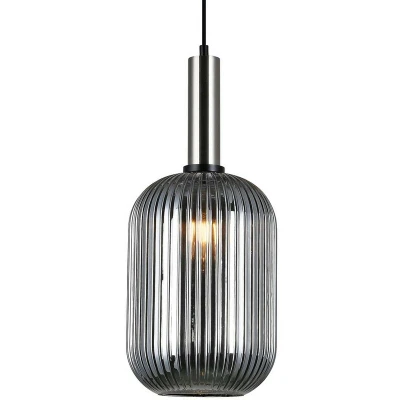Image of Italux Lighting Modern Hanging Pendant Satin Nickel 1 Light with Glass, Smoky Shade, E27 ITLPND 5588 1L SC+SG