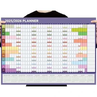 Image of 2024 2025 Wall Planner Calendar A1 Size (84cm x 59cm) Academic Mid Year View Runs from August to (Rainbow)