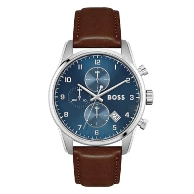 Image of BOSS Skymaster Watch, Men&#039;s, Size: One Size, Brown/silver blue