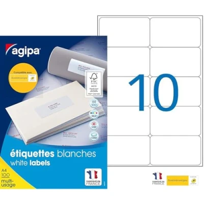 Image of Agipa 100982 Multi Use Pack of 1000 Labels 99.1 x 57 mm Rounded Corners White