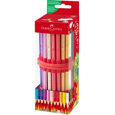 Image of Faber Castell Colour Grip 201541 Colouring Pencils Pack of 18 with Sharpener