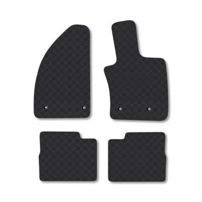 Image of Rubber Car Mats Compatible with Fiat Tipo Auto (2015 ) Tailored Fit Floor Set Accessory Black Custom 4 Pieces Clips Anti Slip Backing, Heavy Duty &amp; Waterproof