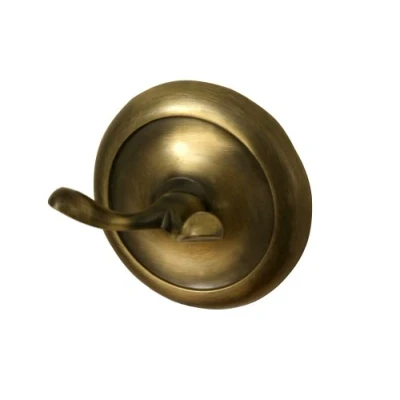Image of Bisk 00408 Deco Double Wall Hook in Antique Brass, 7.5 x 6 cm
