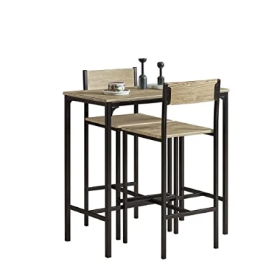 Image of SoBuy OGT03 Bar Set 1 Table and 2 Stools Home Kitchen Restaurant Furniture Dining