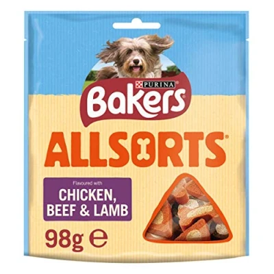 Image of Bakers Allsorts Chicken, Beef and Lamb Dog Treats 98g (Pack of 6)