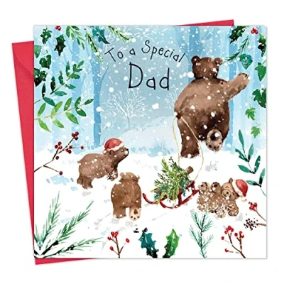 Image of Twizler Merry Christmas Card for Dad with Bears Daddy Xmas Mens Him Male Cute