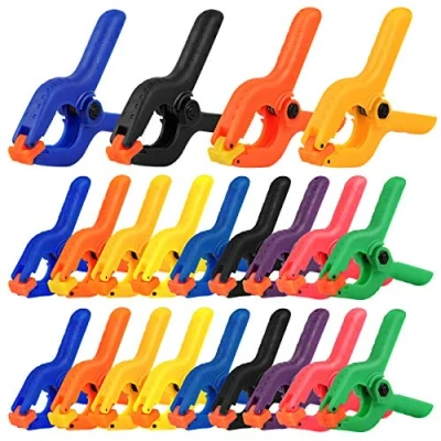 Image of Spring Clamps Set 22PCs, MAXPOWER Colorful Plastic Muslin Quick Grip Clips for DIY Woodworking Photo Photography Backdrop 2 inch x 18PCS and 3 4PCS
