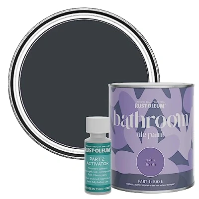 Image of Rust Oleum Grey Water Resistant Bathroom Tile Paint in Satin Finish Anthracite (RAL 7016) 750ml