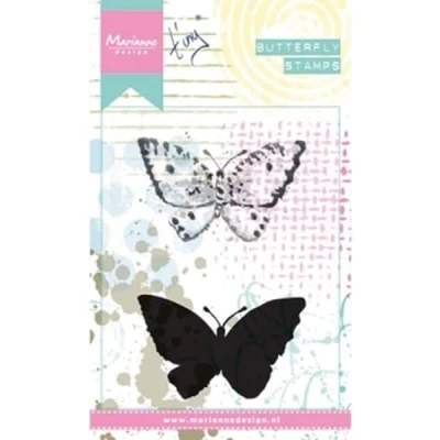 Image of Marianne Design Tiny&#039;s Butterfly 2 Cling Rubber Stamp Set, Synthetic Material, Multi Colour, 16 x 10 0.5 cm