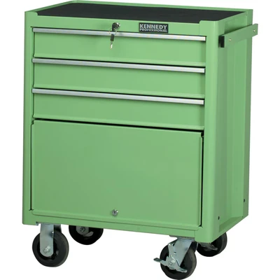Image of Kennedy Green 3 Drawer Professional Roller Cabinet