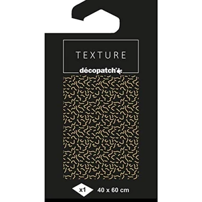 Image of Décopatch Ref TD779C Texture Collection Black &amp; Gold Squiggle Pattern Contains 1 Sheet of 40 x 60cm Textured Paper, Foil Printing for Metallic Effects