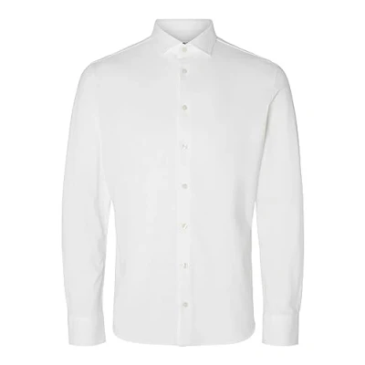 Image of SELETED HOMME Men&#039;s Slhslimdetail Shirt Ls Classic Noos, Bright White/Detail: Structure, L