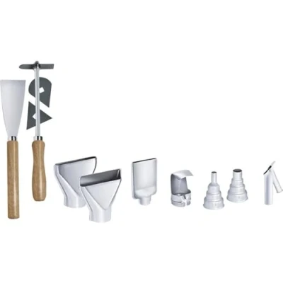 Image of Steinel Hot Air Accessory Set in Case, 12 Piece, Pluggable Nozzles, Paint Scraper, for Renovating and Repairing