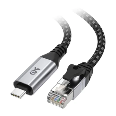 Image of Cable Matters Plug &amp; Play USB C to Gigabit Ethernet 1.8m Direct Connection, Thunderbolt 4/5 Compatible, Ideal for MacBooks, Laptops, and USB4 Devices