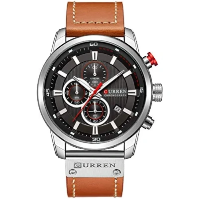 Image of Mens Leather Strap Watches Classic Casual Dress Stainless Steel Waterproof Chronograph Date Analog Quartz Watch (Silver Black), silver black, sports