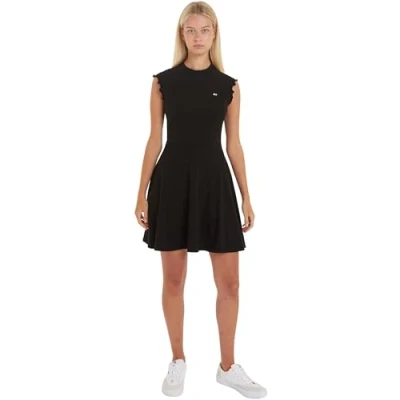 Image of Tommy Jeans Babylock FIT &amp; Flare Dress Jersey dress, Women&#039;s, Size: 4, Black
