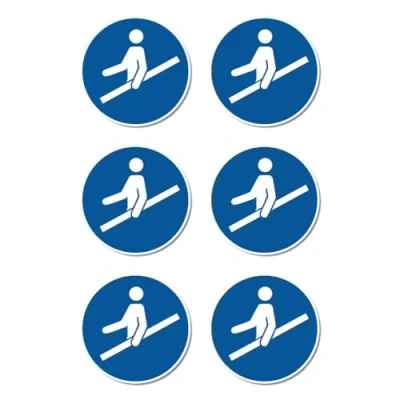 Image of Use handrail: M012 DIN EN ISO 7010 / ASR A1.3 sticker: diameter 5 cm, pack of 6