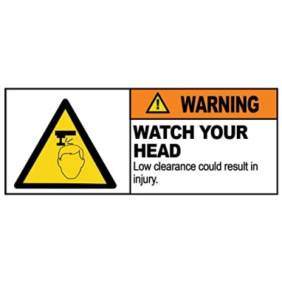 Image of 2 x Warning WATCH YOUR HEAD Sign Removable Self Adhesive Waterproof Durable Vinyl Label Sticker 225mm 106mm