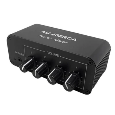 Image of Knadgbft AU 402RCA Stereo Audio Mixer Multi Channel Source Reverberator Volume Control 3.5mm Headphone Driver 4 Input Easy to Use