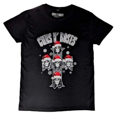 Image of Paradiso Clothing GUNS N&#039; Roses Appetite FOR Christmas Print Tshirt, Size: Medium, Black