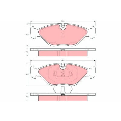 Image of 04839700, 5055769, 8968976, 8993768 Brake pad set TRW GDB969 prepared for wear indicator SAAB: 900 I Convertible, 9000 Hatchback, Combi Coupe