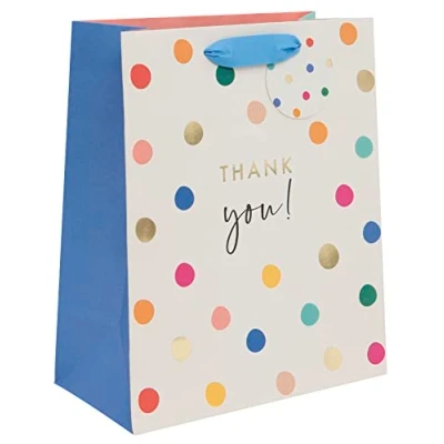 Image of Glick Luxury Multi Coloured Large &#039;Thank You&#039; Gift Bag: Perfectly Sized for Generous Gifts, Expressing your Thanks to The Recipient. Thank You Bag Measures 260mm x 315mm 135mm Deep