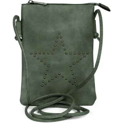 Image of styleBREAKER mini shoulder bag with studs in a star formation, bag, handbag, ladies 02012235, Colour:Pine green